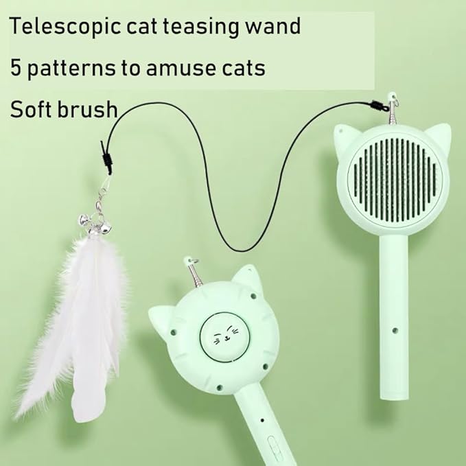 Cat Brushes For Indoor Cats 5-In-1 Function Pet Hair Cleaner Brush For Cats - Ultimate Indoor Cat Grooming Tool,Pet Brush With Release Button,Cat Brush,Cat Hair Brush With Release (green)
