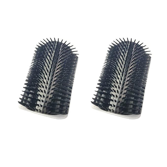 Magik Pet Cat Self Groomer Brush Wall Corner Mount Grooming Massage Comb Toy Catnip (2 Pack, Black)