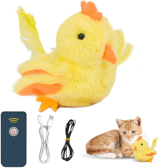 Interactive Chirping Bird Cat Toy,2026 New Flying Bird Cat Toy Flapping Bird Toy,Simulation Chirping Bird Toys Interactive Cat Toys for Bored Indoor Adult Cats (A-Yellow)