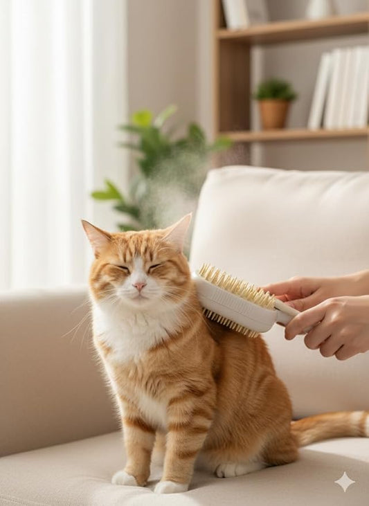 Electric Cat Massage Comb with Spray Function – Rechargeable Cat Grooming Brush for Shedding Control