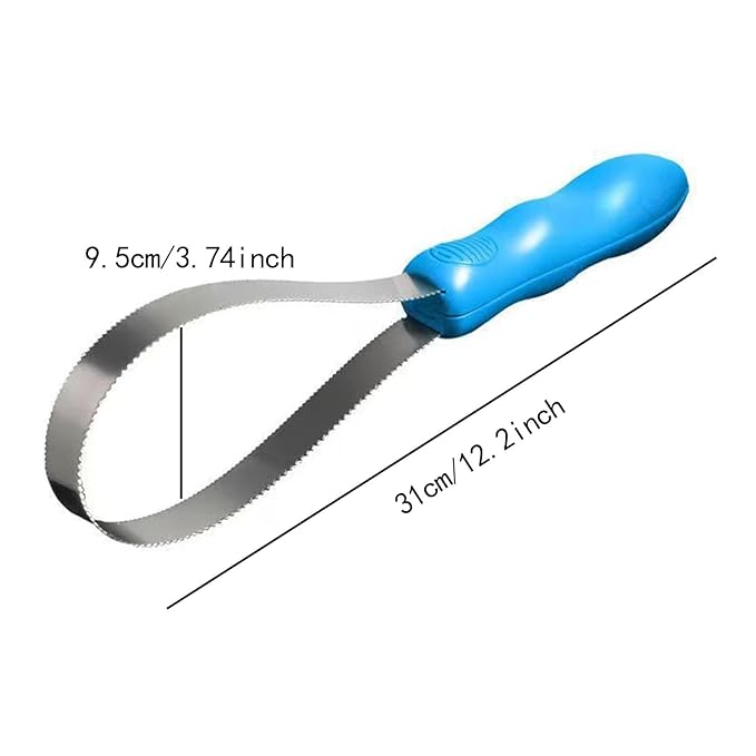 Pet Shedding Blade Hair Remover Tool with Handle for Dogs Cats Horses Animal Grooming Comb Stainless Steel Double Sided Design 12.40 Inch- Single Loop