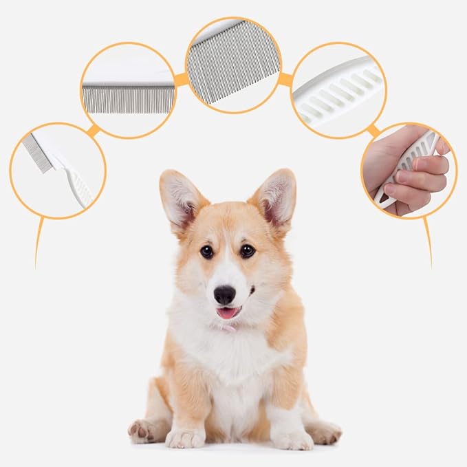 Multifunctional Magic Tear Stain Removal Comb, 2024 New Fine-Tooth Stainless Massage Comb Kit for Small Dogs and Puppies (Blue)