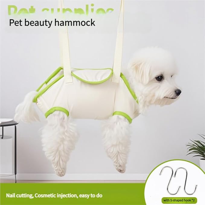 Waterproof Pet Grooming Hammock Sling for Cats and Dogs – Secure & Comfortable Animal Beauty Bed for Nail Trimming, Bathing, Eye Cleaning (Green,M)