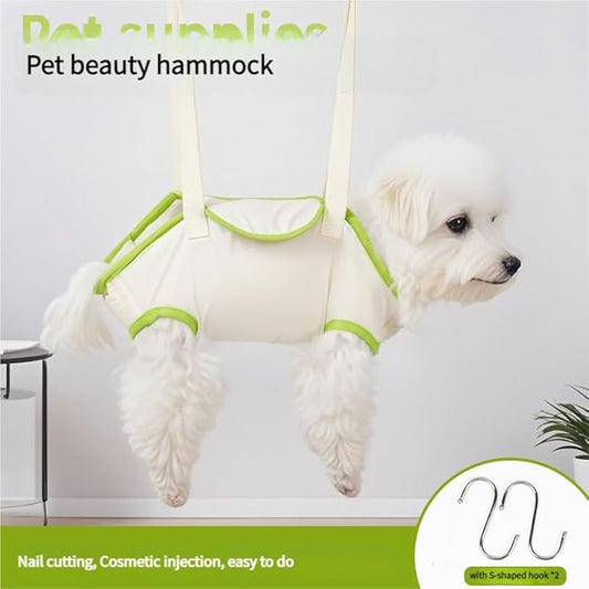 Waterproof Pet Grooming Hammock Sling for Cats and Dogs – Secure & Comfortable Animal Beauty Bed for Nail Trimming, Bathing, Eye Cleaning (Green,XL)