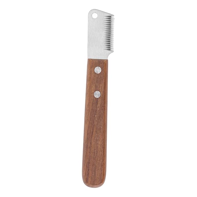 GLOGLOW Nan Dog Hairball Remover, Wooden Stainless Steel Stripping Knife, Professional Pet Grooming Tool for Dogs and Cats, Ideal for Grooming Border Terriers Dog Supplies