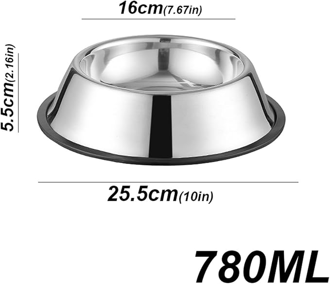 Stainless Steel Pet Dog Bowl Stainless Steel Feeder Skidproof Anti-ant Shape Cat Dog Bowls Food Accessories Pet Supplies 6 Sizes(26cm)