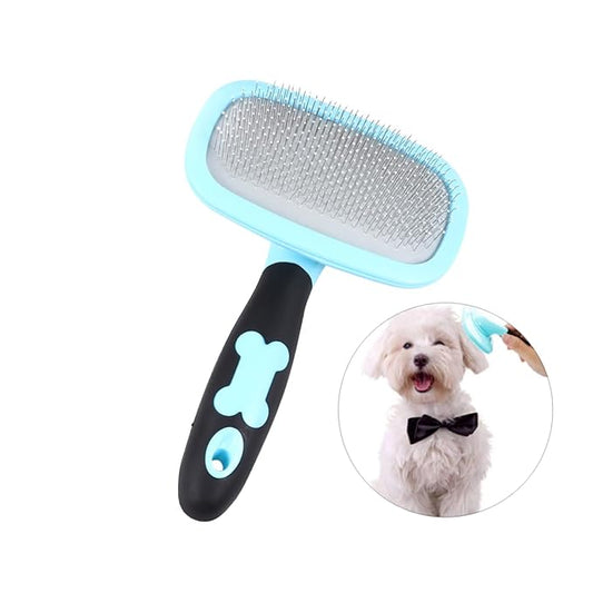 Rotatable Pet Grooming Comb Comfortable Massager Tool for Dogs Cats Large Blue with Dots Hair Removal Tangle Cleaning