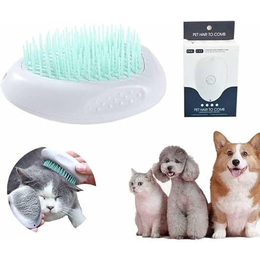 Pet New Product Cat Grooming Massage Brush One-Key Hair Removal Green