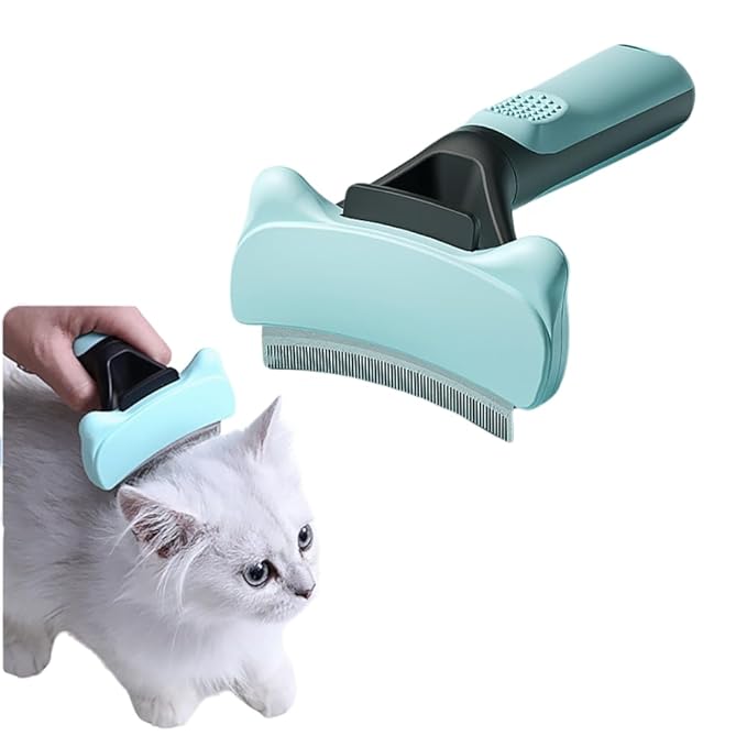 Self Cleaning Slicker Brush for Cat & Dog - Cat Grooming Brushes for Shedding Removes Mats, Tangles and Loose Hair Suitable Cat Brush for Long & Short Hair (Green,Medium)