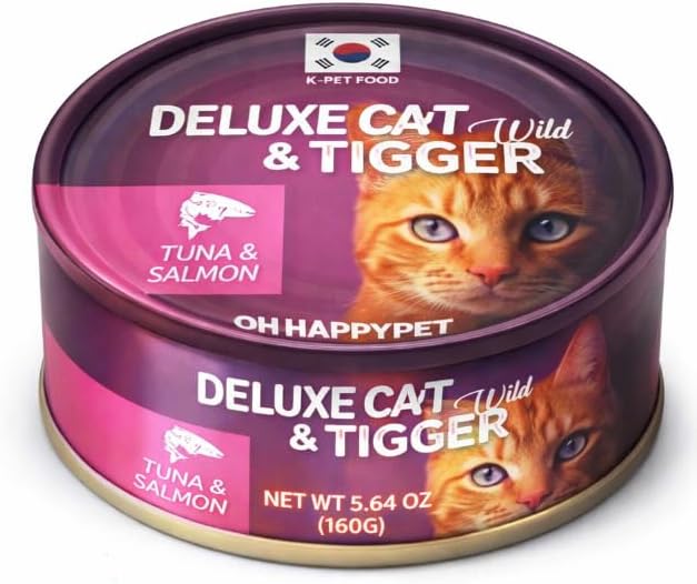 Deluxe Cat & Loveat Grain-Free Wet Cat Food, White Meat Tuna with Vitamins & Taurine, High Protein, No Preservatives, Complete Nutrition, 5.64oz Cans (12, Tuna & Salmon)