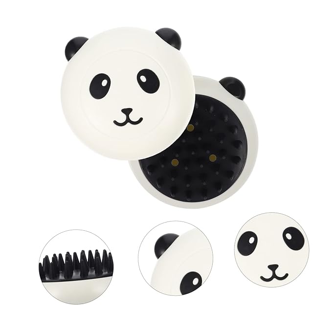 Angoily 2pcs Pet Bath Brushes Wear-resistant Dog Grooming Combs with Panda Design for Shedding and Massage for Dogs and Cats