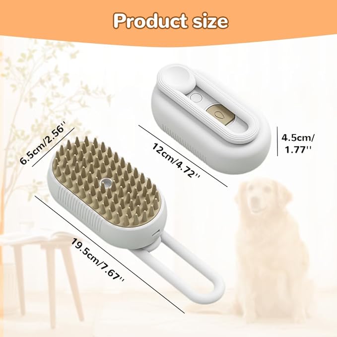 Cat Steam Brush, Steamy Pet Brush Water Brush for Cats and Dogs, Multifunctional Pet Hair Comb Cat Brush with Steam, Grooming Brush Spray Comb for Dogs and Cats (C- Khaki)