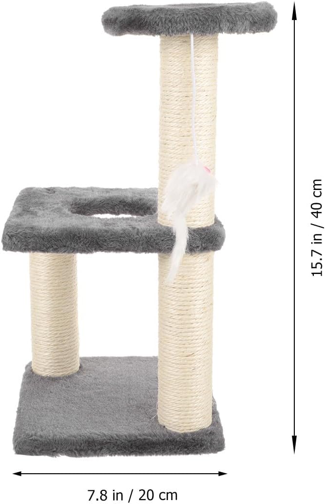 Alipis 3-Layer Vertical Cat Scratching Post with Sisal Rope Integrated Comfortable Kitten Scratcher Tower for Indoor Cats and Grooming Furniture