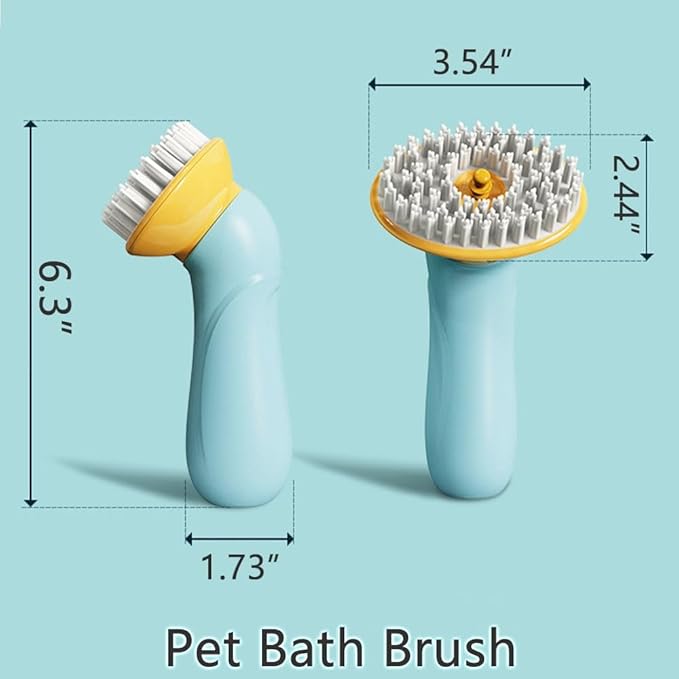 Pet Bath Brush Dog Cat Massage Hairbrush Comb with Shampoo Dispenser for Grooming Shower Scrubbing Shedding Massage Long Short Hair Pets Cats Dogs Supplies - Blue