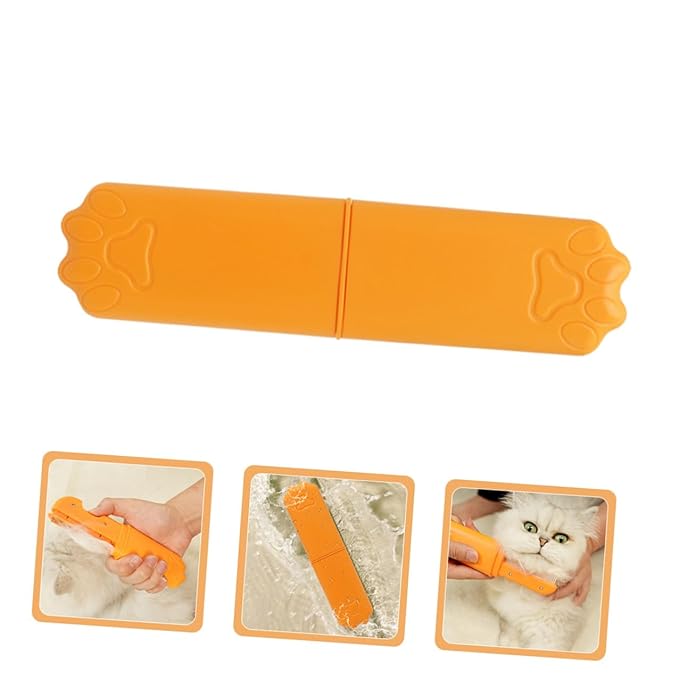 SUPVOX Pet Grooming Comb Detangling Rake for Dogs and Cats Small Hair Brush with Fine Teeth for Removing Loose Fur and Mats, Orange, Suitable for Home Grooming and Pet Care