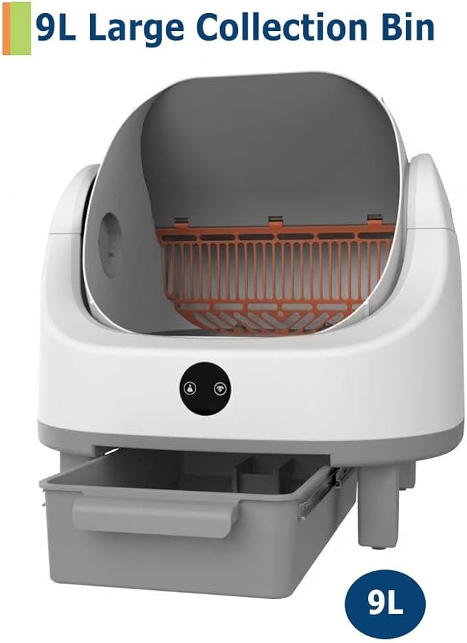 GarveeLife Self Cleaning Litter Box,Automatic Cat Litter Box, Open-Top Robot with APP Control & Real-Time Monitor, Odor Control for Multiple Cats, 96l Capacity, Infrared Safety Sensor - Gray