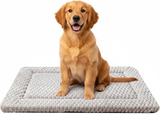 Dog Bed Mat, Reversible Dog Crate Pad - Comfortable Kennel Mat for Dogs & Cats, Machine Washable Dog Bed Suitable for Kennel, Cage or Home Travel（Light Brown, 30" L*20" W*1.5" Th