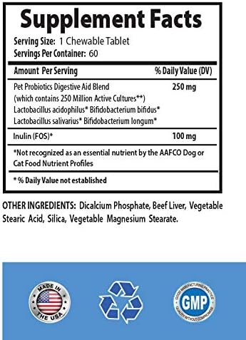 I LOVE MY PETS LLC cat probiotic Treats - CAT Digestive AID - Healthy PROBIOTICS - Chews - cat acidophilus - 60 Treats (1 Bottle)