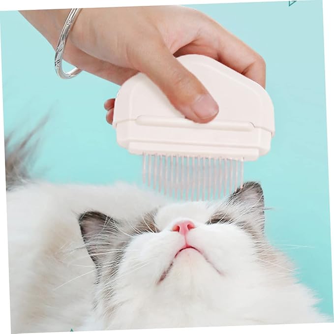 Cat Grooming Brush and Massage Tool Pet Hair Removal Comb for Cats and Dogs for Daily Use and Bath Ivory White