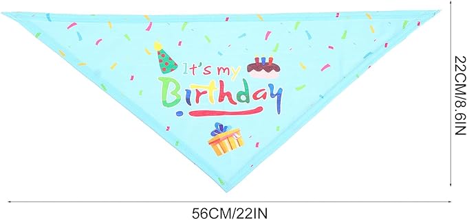 Tofficu Dog Birthday Bandana and Hat Set for Pets Blue Cotton Scarf with Birthday Hat Dog Party Decoration Supplies Celebration
