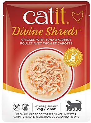 Catit Divine Shreds Premium Cat Food Topper, 12 Pack, Chicken