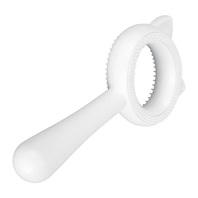 Cat Grooming Brush Double Sided Deshedding Massage Pet Hair Removal Comb for Cats Dogs Multipurpose Self Cleaning Comfortable Handle Round Tips Easy Cleaning ABS Material 17x9cm (White)