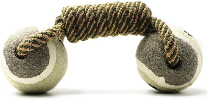 Dog Rope Chew Toy with Tennis Balls – Durable Dental Tug Toy for Puppies & Small to Large Dogs
