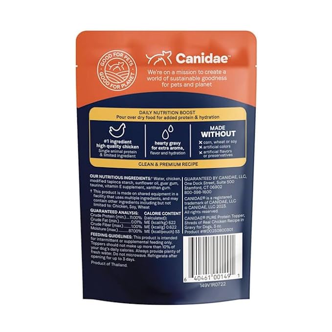 Canidae, Pure Shreds of Real Chicken in Gravy Recipe Protein Topper, 3 Ounce