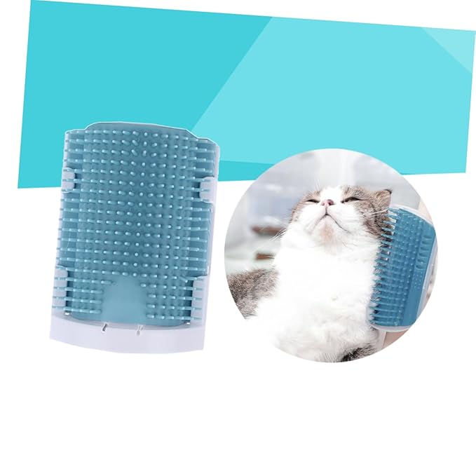 HEMOTON Cat Massage Self Grooming Brush with Rubber Bristles Light Mounted Handheld Cat Supplies for Self Cleaning Shedding Relief Relaxation