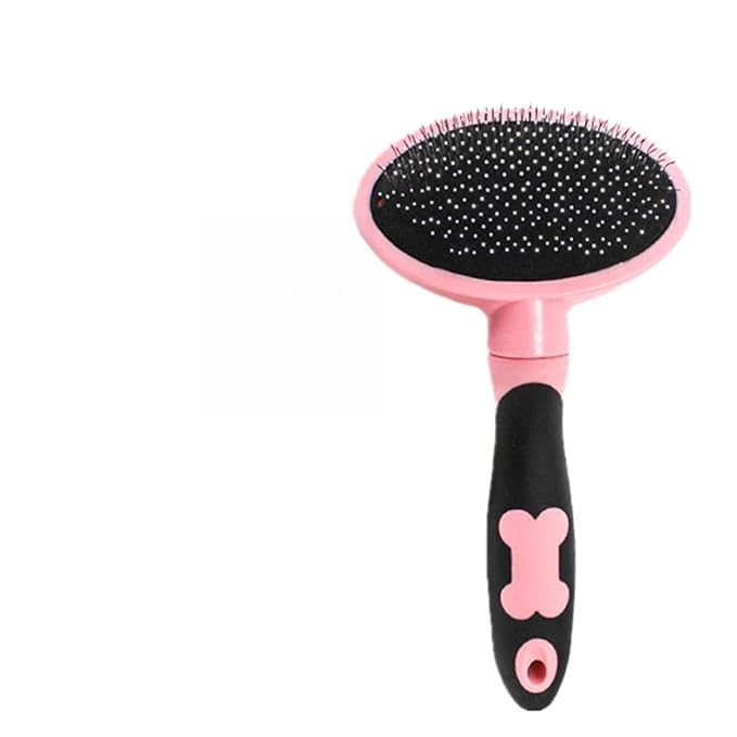 Pet Grooming Brush and Cleaning Comb for Cats and Dogs, Pink with Dotted Design, Soft Massage Tool for Shedding and Loose Fur Removal, Suitable for Indoor and Outdoor Use