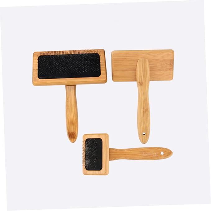 BESPORTBLE Needle Comb Bamboo Wood Pet Grooming Comb Ergonomic Handle Pet Hair Remover Lint Brush Dog Cat Grooming Tool