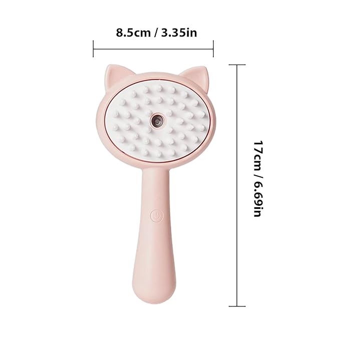 Pet Grooming Brush, Spray Massage Comb for Pets and Cats, Electric USB Brush for Cat Shedding, One Touch Electric Spray Anti-Flying Hair Bath & Shower Cleaning (B)