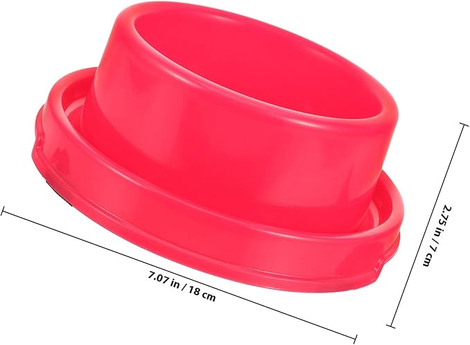 Toyvian Dog Food Holder and Water Bowl, Red Pp Plastic Pet Bowl with Design, Sturdy Single Round Feeding Dish for Puppies and Dogs, Practical Pet Supply for Home Use