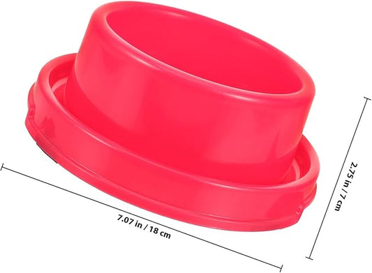 Toyvian Dog Food Holder and Water Bowl, Red Pp Plastic Pet Bowl with Design, Sturdy Single Round Feeding Dish for Puppies and Dogs, Practical Pet Supply for Home Use