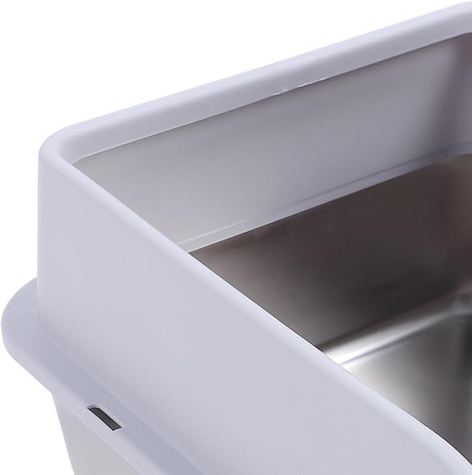 GLOGLOW Open Top Litter Box Tray High Fence Litter Pan Tray Cat Toilet Proof Poop Box, Stainless Steel Cat Litter Box for Kitty Kitten Litter BoxesLitter & Housebreaking (XL) (XL)
