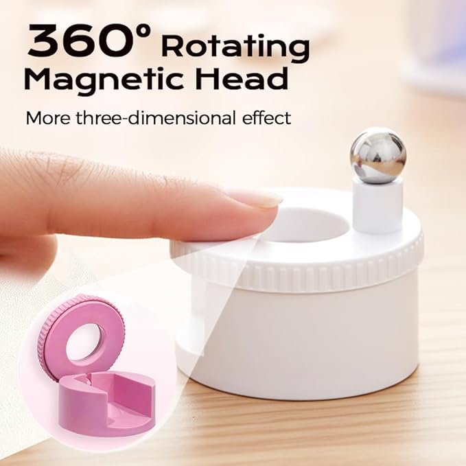 2026 New Rotating Cat Eye Magnet, Beginner-Friendly Nail Tool with Magnetic Force, Easy DIY Glossy Cat Eye Effect (White - Steel Ball)