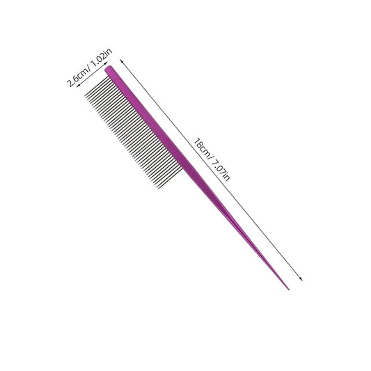SUPVOX Pet Grooming Comb Rat Tail Metal Pet Comb with Rounded Ends for Dematting and Hair Removal Suitable for Cats and Dogs Purple