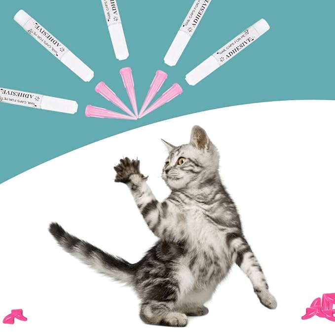aqxreight 100PCS Pet Cat Soft PVC Nail Cover Claw Wrap Grooming Accessory Cat 2 Pet Scratchin Nail CoverCat CapCat Claw Grooming CoverCat Accessory (XS)