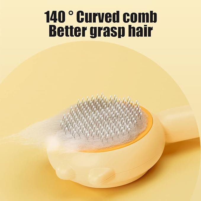 Magic Pet Grooming Brush, 2023 New Self-Cleaning Slicker Comb for Long or Short Hair Pets, Removes Tangles and Loose Fur (Purple)