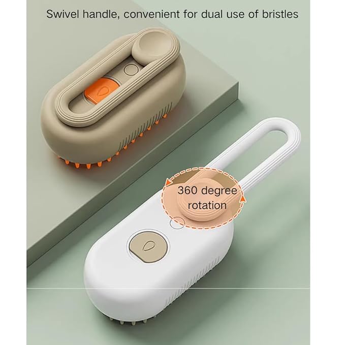 Cat Steam Brush,Rechargeable with Handle,Self-Cleaning Grooming Tool, for Cats and Dogs,3 In 1 Cat Steamy Brush, Multifunctional Hair Comb for Removing Tangled and Loose Hair (Beige)