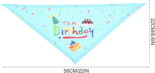 Cabilock Dog Birthday Bandana Scarf Set with Blue Hat, Lightweight Cotton Fabric, Adjustable Size for Pet Birthday Party Supplies and Dog Celebration Accessories