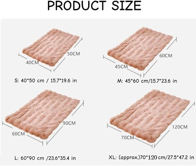 Cat Bed Mat Dog Crate Pads, Cat Beds for Indoor Cats Small Dogs, Plush Pet Bed Mats Faux Fur Dog Crate Mat with Removable Pillow for Cages/Floor/Couch (Grey,L-23.6 * 35.4 in)