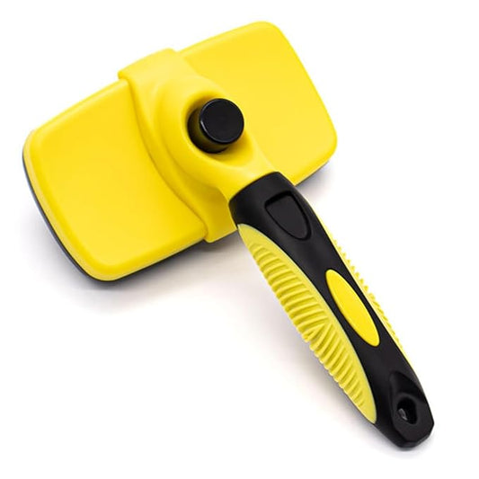Self Cleaning Shedding Cat Brush - Skin Friendly Hair Removal And Grooming Tool Suitable For Cats And Dogs, Pet Hair Removal Tool Suitable For Shedding & Haired Pets(Yellow,Large)