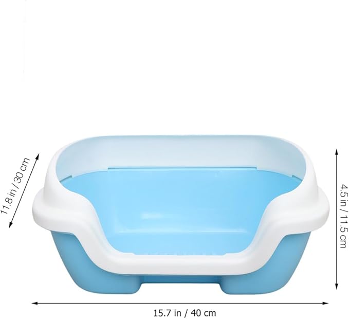 Cat Litter Cat Litter Box Semi Enclosed Cleaning Bath Basin Plastic Toilet with Scoop Portable Open Box for Dogs Small Pets (Blue)