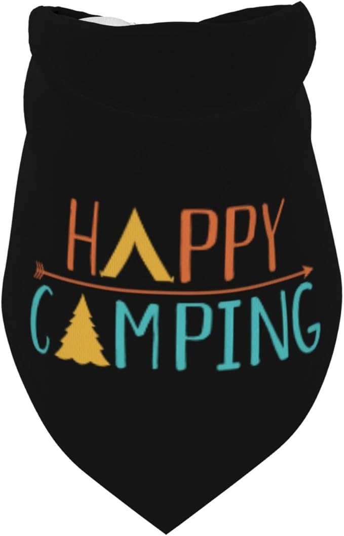 Happy Camper Summer Dog Bandana，Adorable Puppy Accessory for The avid Camper ，Pet Neckerchief for Pets Daily Wear Photo Prop Party Supplies,Funny Cute Dog Bandana (Colored)