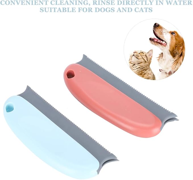 Pet Hair Removal Brush 2PCS, Multifunctional Ergonomic Grooming Tool for Cats and Dogs - Durable ABS and TPR Materials, Easy Cleaning and Portable Design