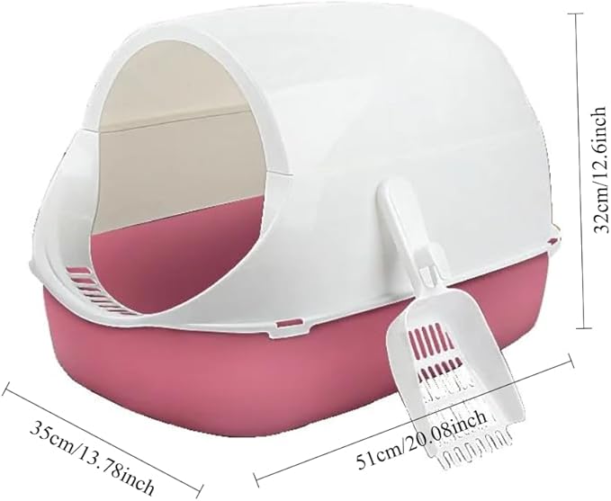 Fully Enclosed Cat Litter Box with Door Can Be Split Dual-Purpose Cat Toilet Anti-Splash Cat Shovel Semi-Sealed (Pink)