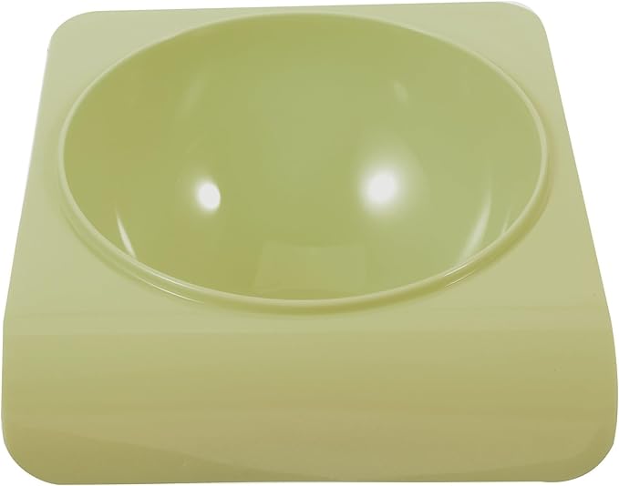 Pet Food Bowl and Water Dish Plastic Puppy Feeder Tilted Neck Protection Single Bowl for Cats and Dogs Household Pet Feeding Supplies Green