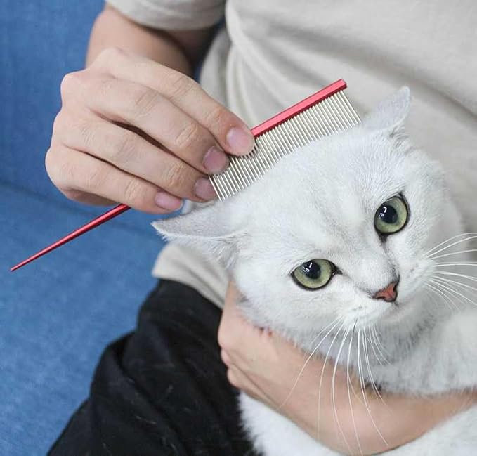 Pet Grooming Comb Rat Tail Comb Cat Hair Trimmer Combs Dog Hairstyle Comb Float Hair Removal Dematting for Cat Dogs Cat Comb Dog Comb Rounded Ends Pet Hair Comb for Home Grooming (One Size,Black 5)