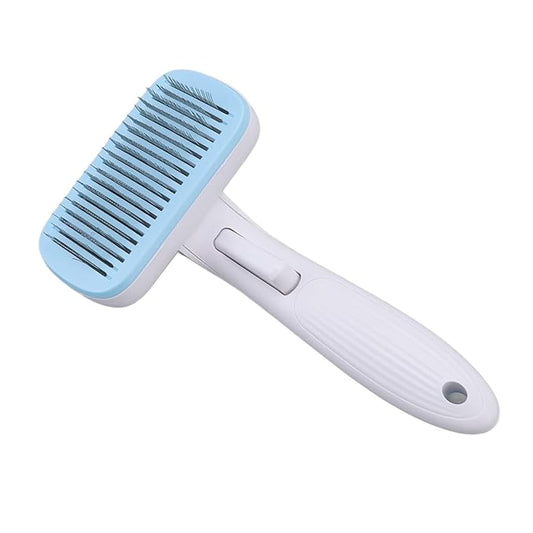 Cat Brush For Shedding, De Shedding Brush Dog Hair Dogs Cats Grooming Tool Self Cleaning Slicker Hair For Rabbit Massage Removes Loose Undercoat (Steel Wire Blue)